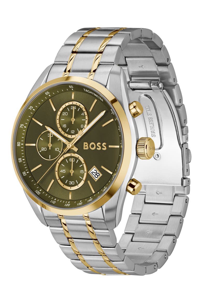 Grand Prix Bracelet Watch, 44.5mm, Alternate, color, GREEN DIAL