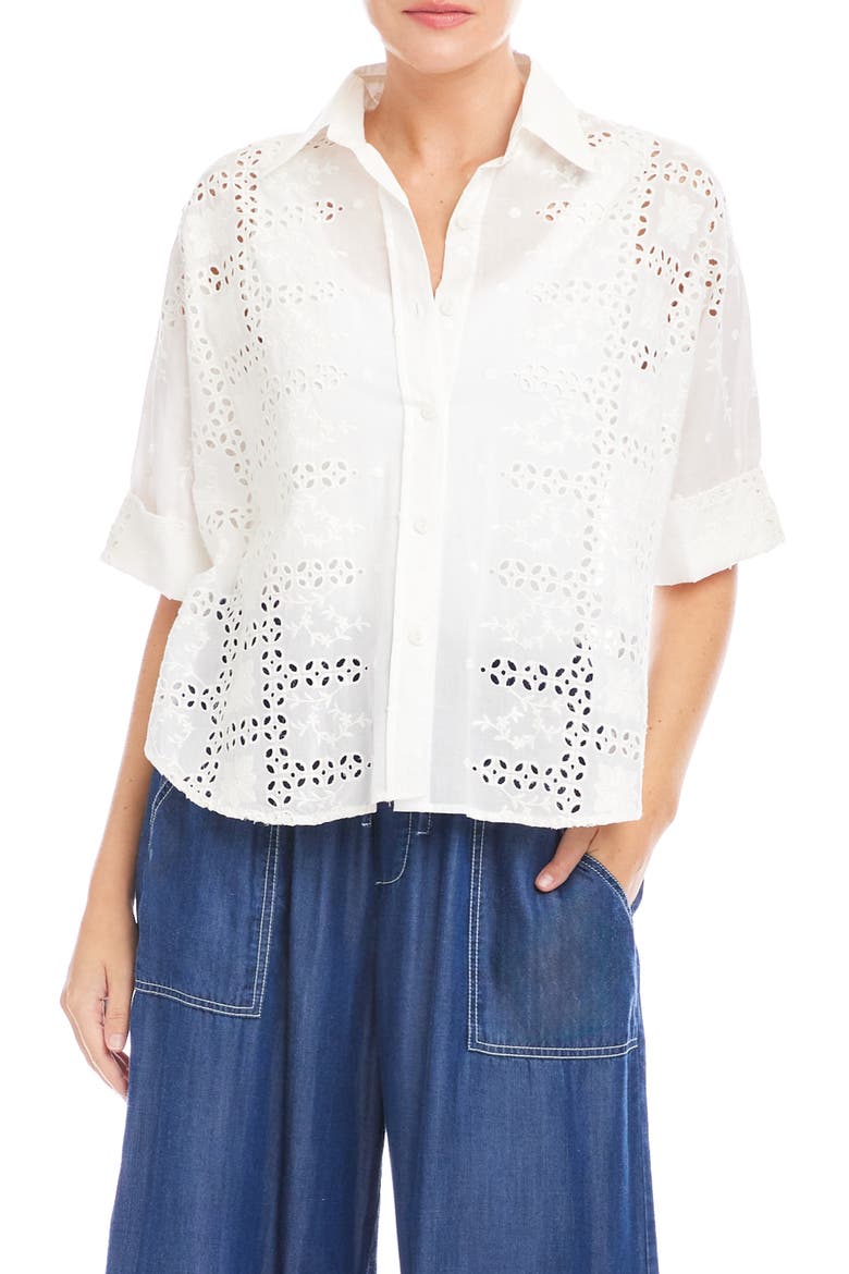 Alisa Eyelet Shirt, Main, color, WHITE