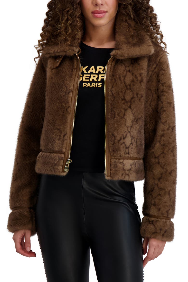 Python Print Faux Fur Jacket, Alternate, color, BROWN MULTI