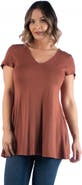 24seven Comfort Apparel Plus Size Short Sleeve V Neck Tunic T Shirt