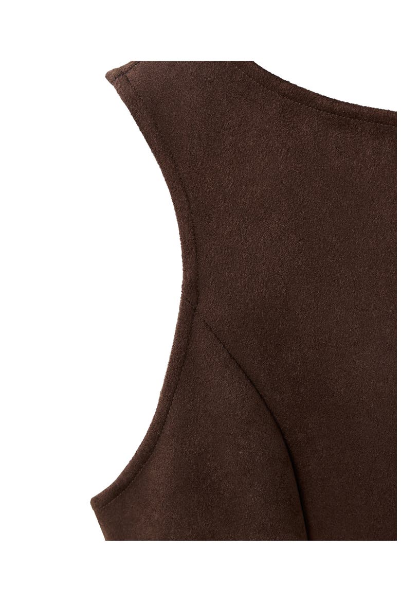 Belted Faux Suede Top, Alternate, color, BROWN