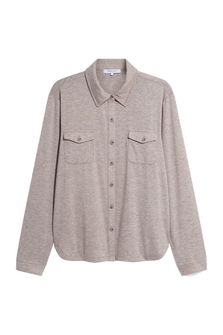 Barba Button Front Shirt, Alternate, color, Beige