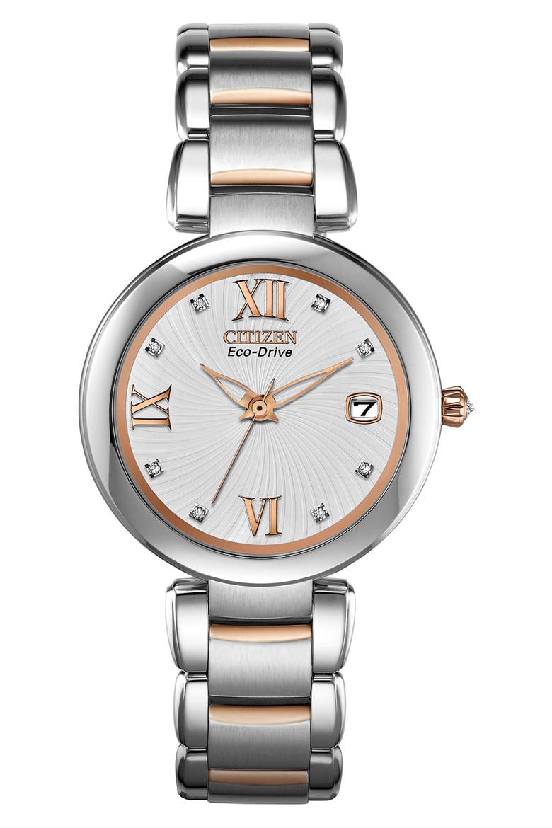 Women's Marne Diamond Dial Bracelet Watch, 33mm, Main, color, TWO TONE