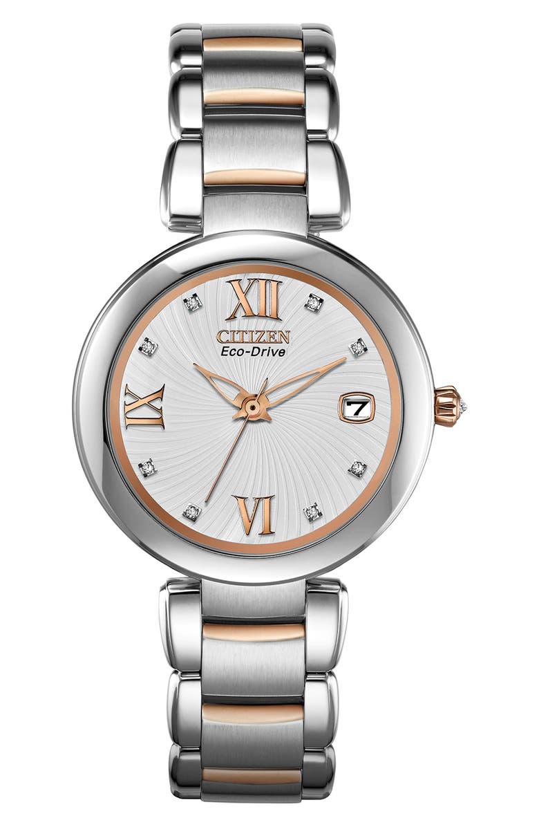 Citizen Women's Marne Diamond Dial Bracelet Watch, 33mm, Main, color, 