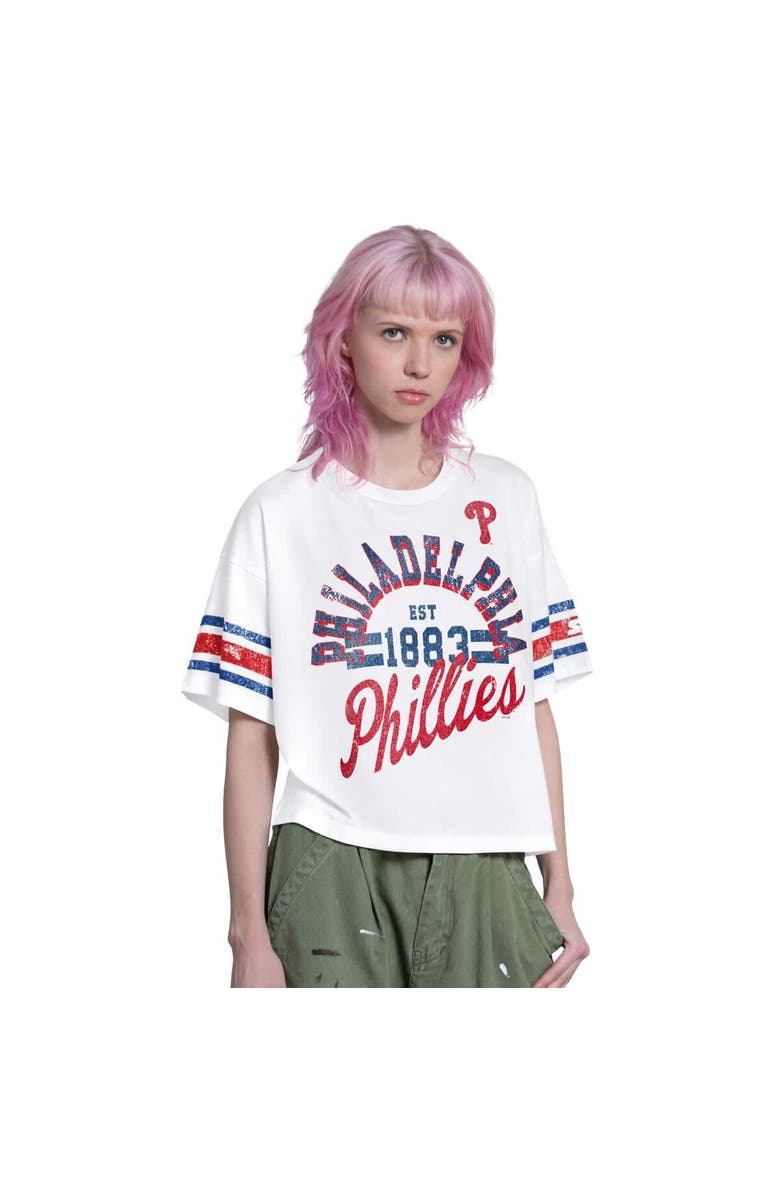 STARTER Women's Starter  White Philadelphia Phillies Cropped Hurry Up Offense T-Shirt, Main, color, White