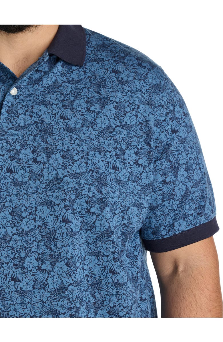 Harbor Bay by DXL Big & Tall Floral Printed Polo Shirt, Alternate, color, Navy