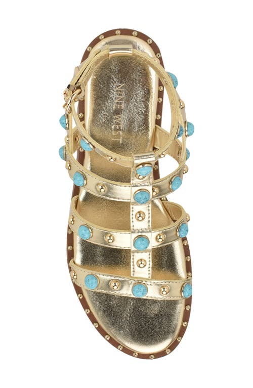 Nine West Mindela Studded Gladiator Sandal In Gold