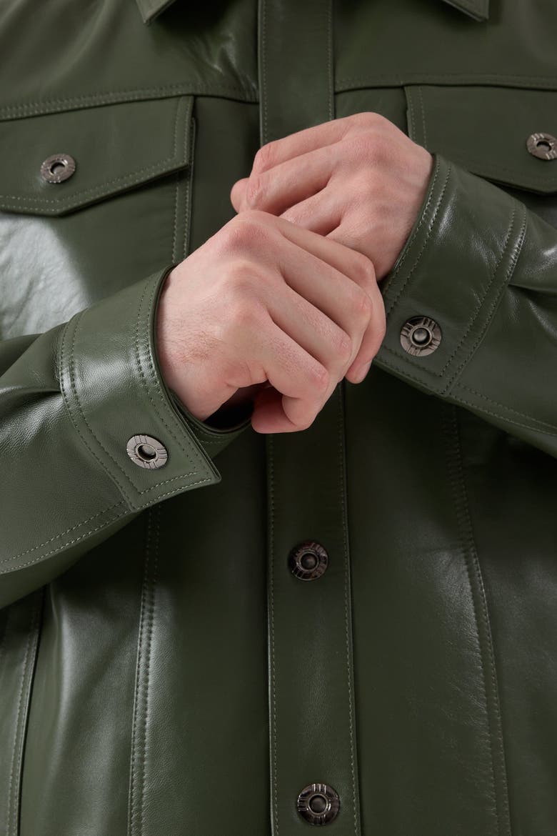 Oliver Leather Jacket, Alternate, color, Khaki