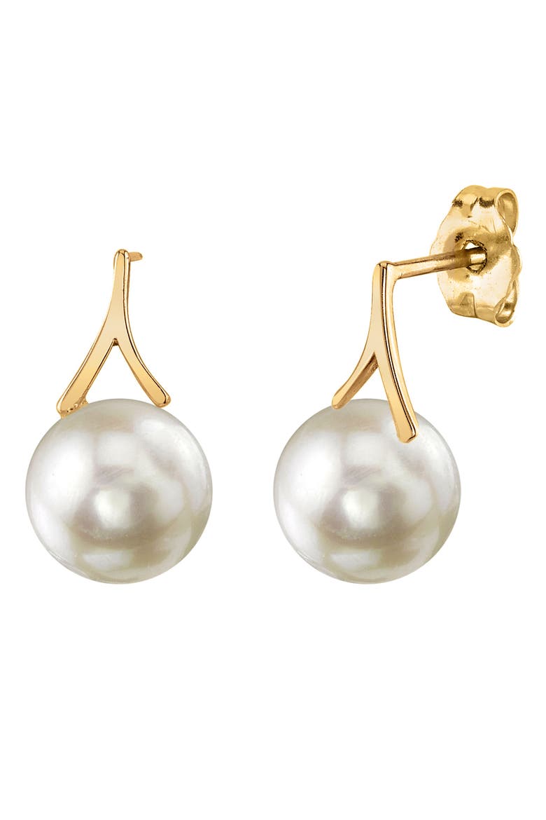White South Sea Pearl Lindsey Earrings, Main, color, Yellow Gold
