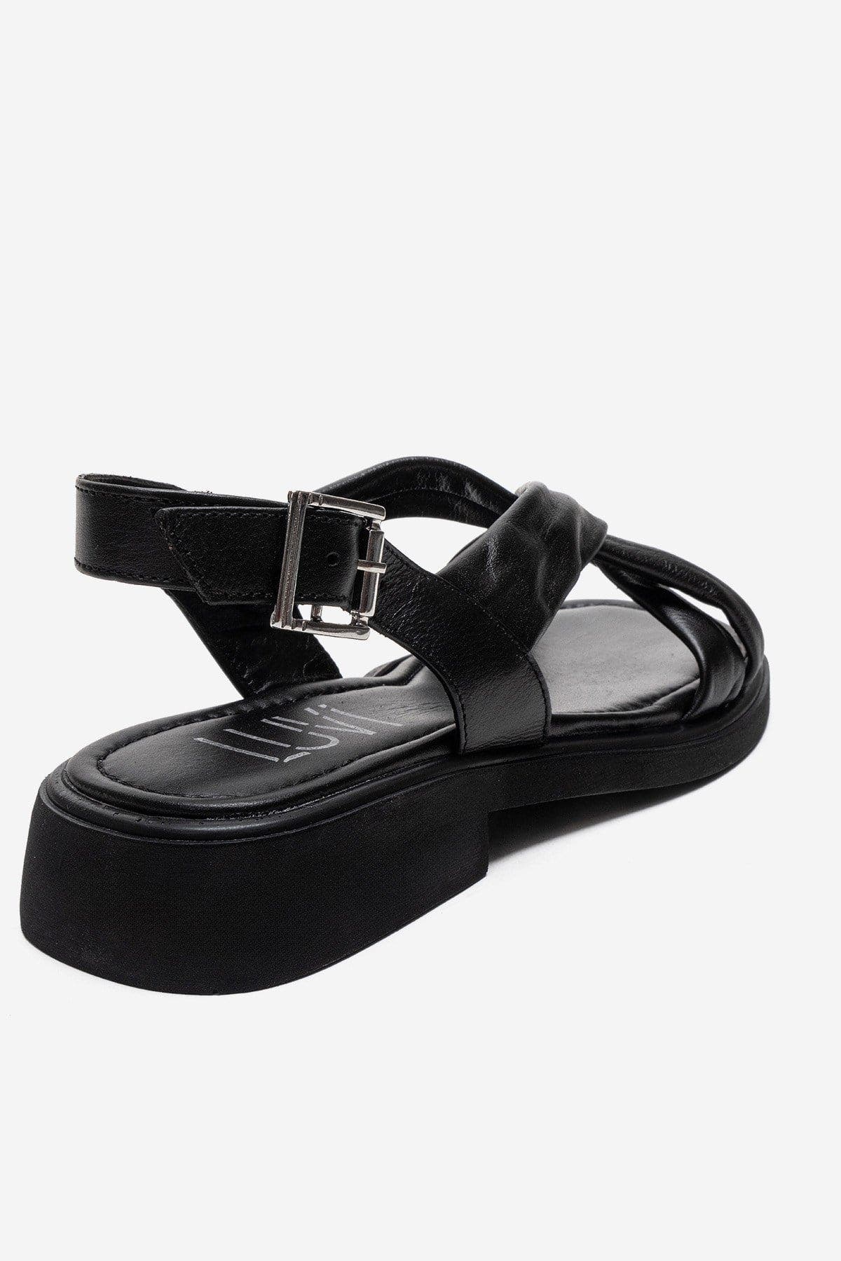 Forever & Always Shoes Frand Leather Crisscross Strap Sandal, Alternate, color, Black