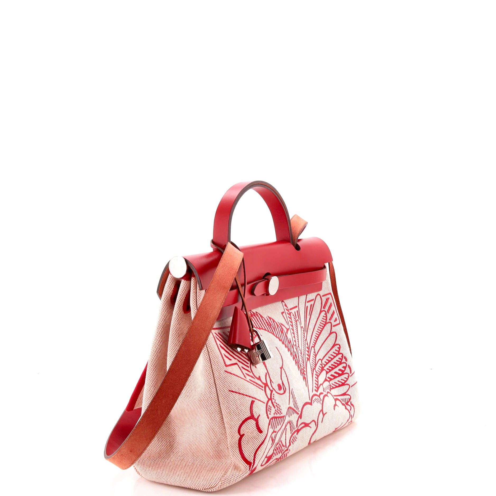 Herbag Zip Pegase Pop Toile and Leather 31, Alternate, color, Red