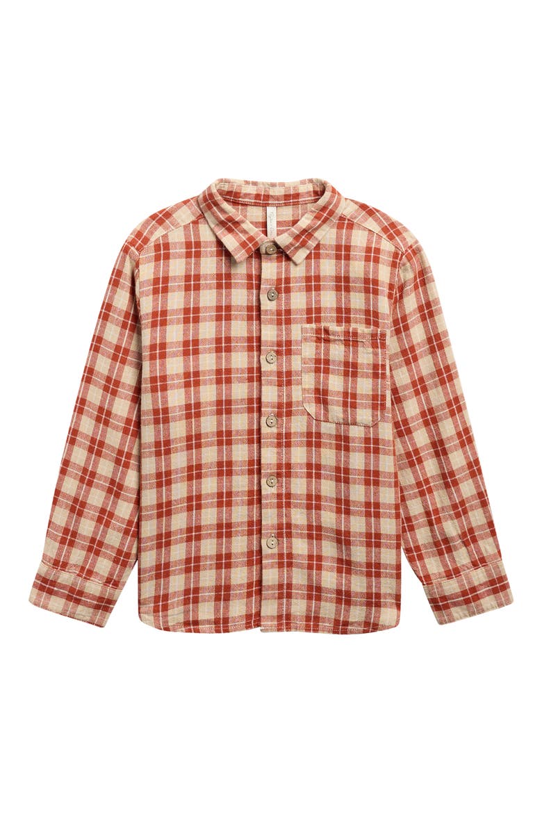 Kids' Plaid Collared Long Sleeve Shirt, Main, color, RED