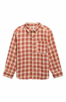 Kids' Plaid Collared Long Sleeve Shirt