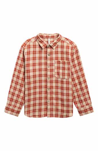 Kids' Plaid Collared Long Sleeve Shirt