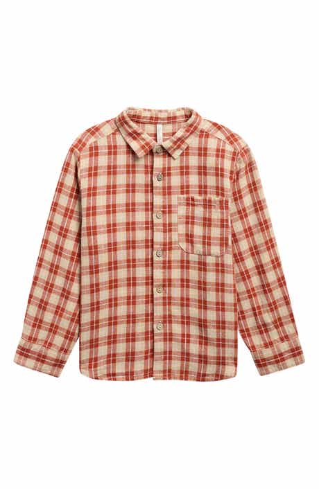 Kids' Plaid Collared Long Sleeve Shirt