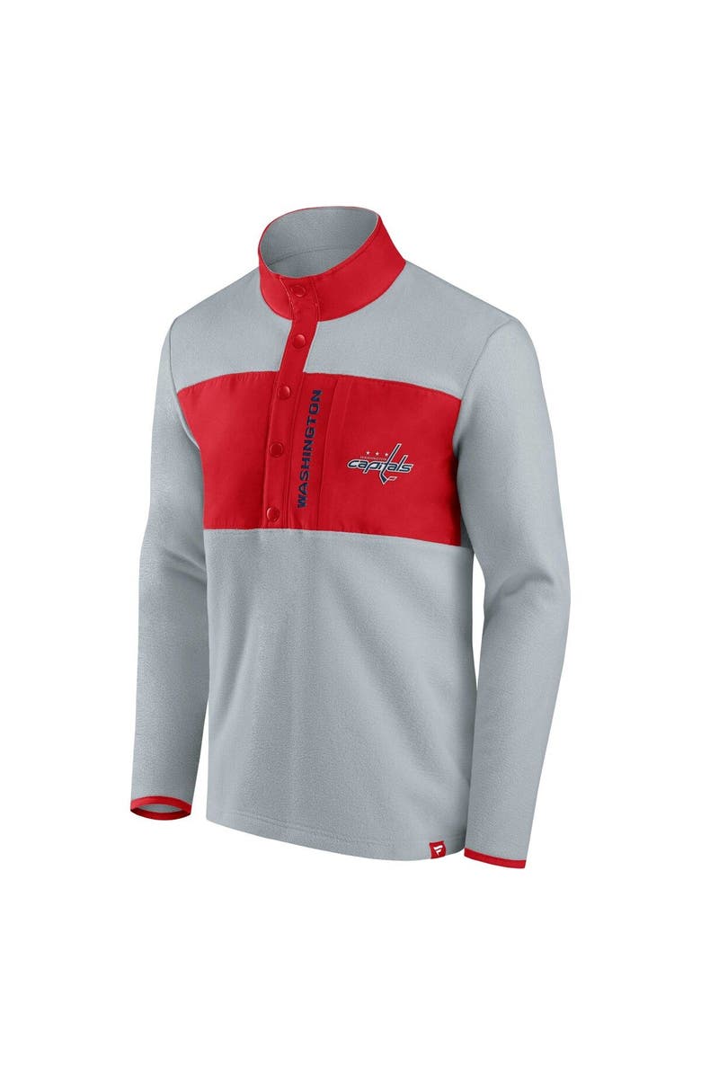 FANATICS Men's Fanatics Branded Gray/Red Washington Capitals Hockey Polar Fleece Quarter-Snap Jacket, Alternate, color, Gray