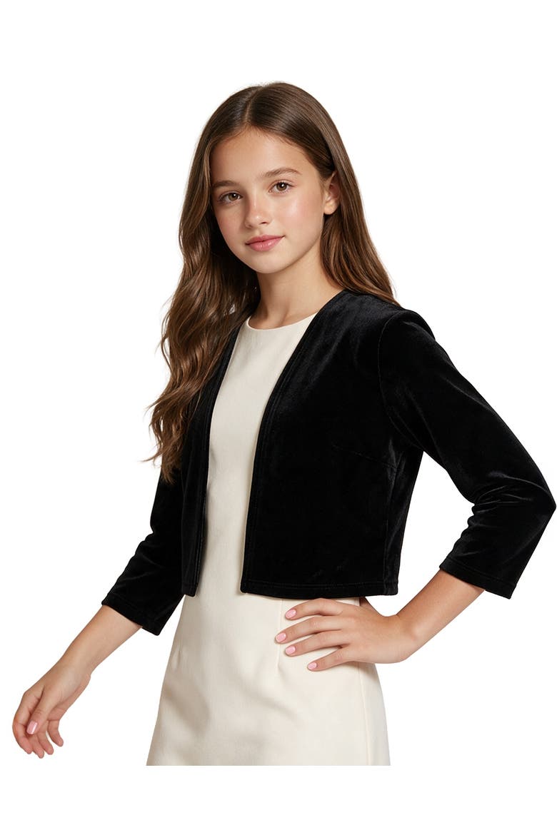 Kid's Cropped Velvet Bolero Jacket, Main, color, Black