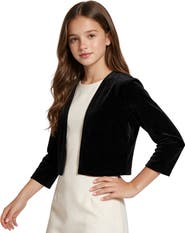 Un Deux Trois Kid's Cropped Velvet Bolero Jacket