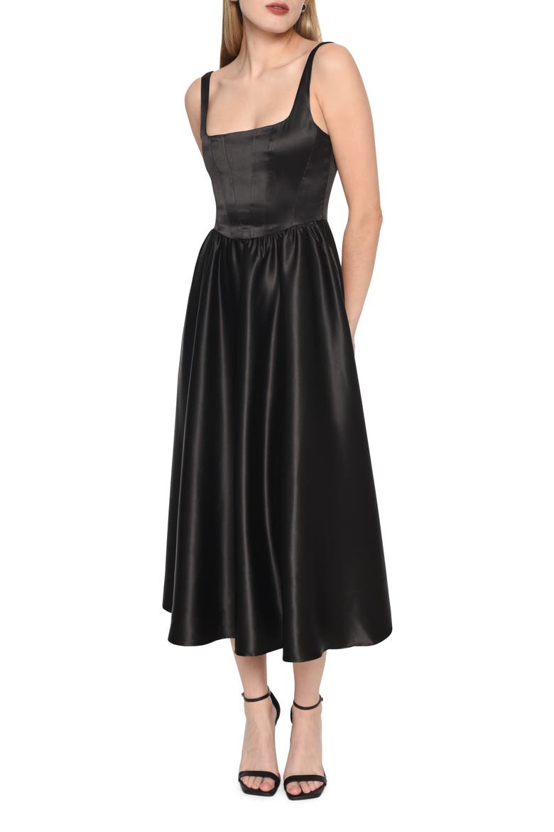 WAYF Desi Corset Satin Fit & Flare Dress (Women)