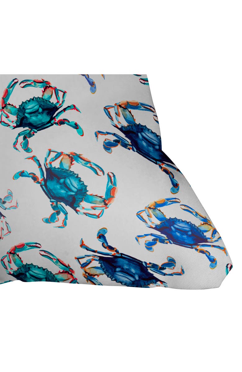 Deny Designs Blue Crab Square Throw Pillow, Alternate, color, Blue