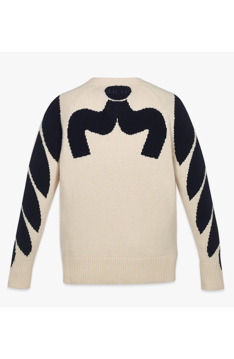 MCM Intarsia Laurel Cardigan, Alternate, color, White