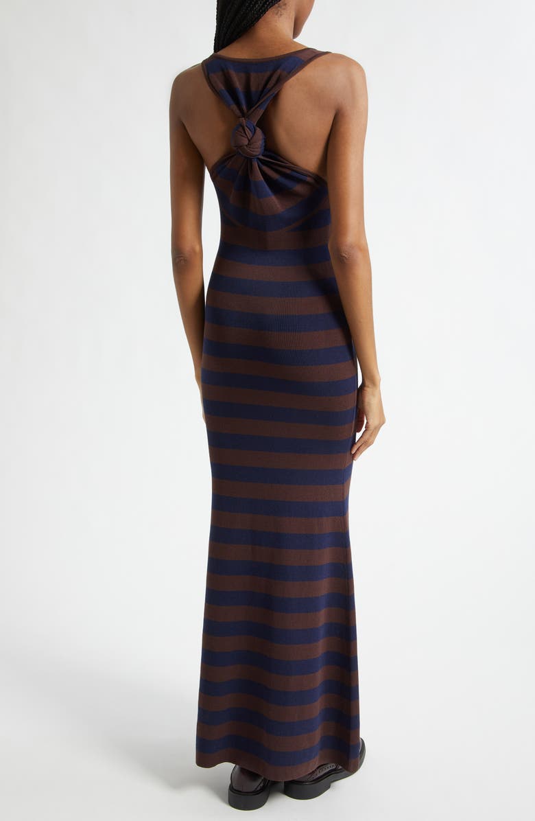 MONSE Stripe Back Knot Maxi Sweater Dress, Alternate, color, Midnight/ Teak
