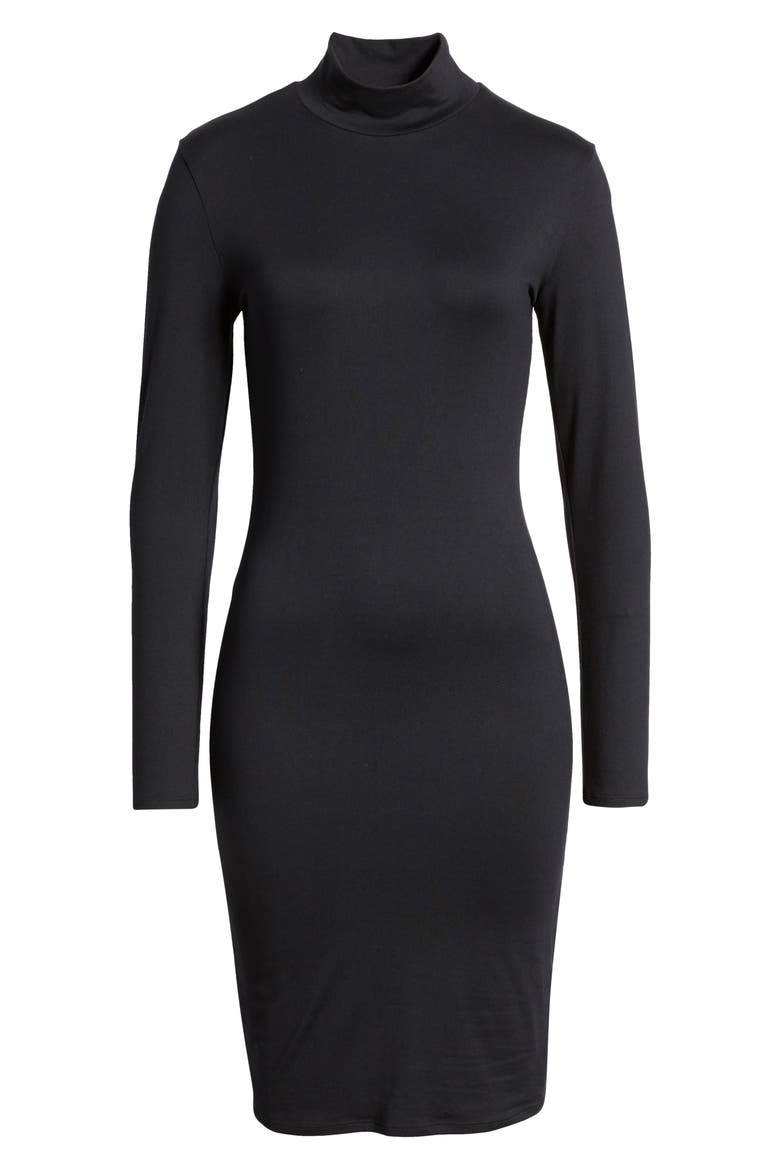 Long Sleeve Body-Con Dress, Alternate, color, BLACK