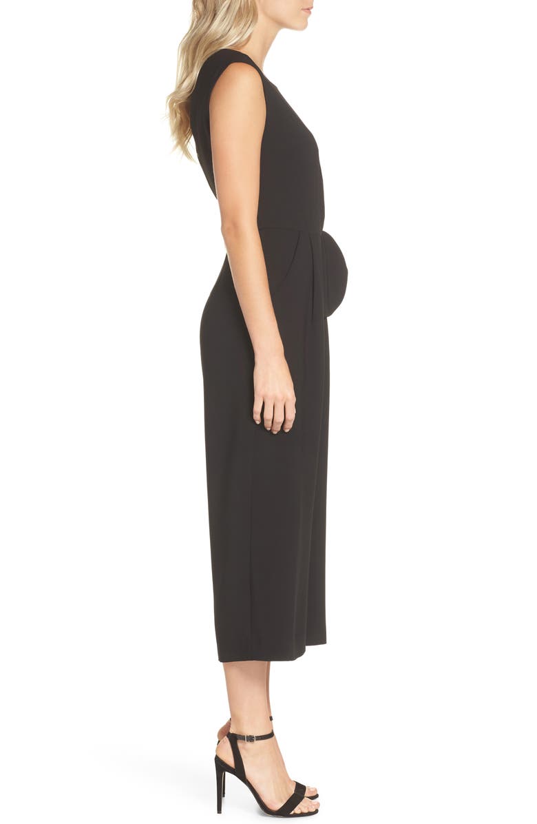 Tahari Tie Waist Crepe Crop Jumpsuit, Alternate, color,