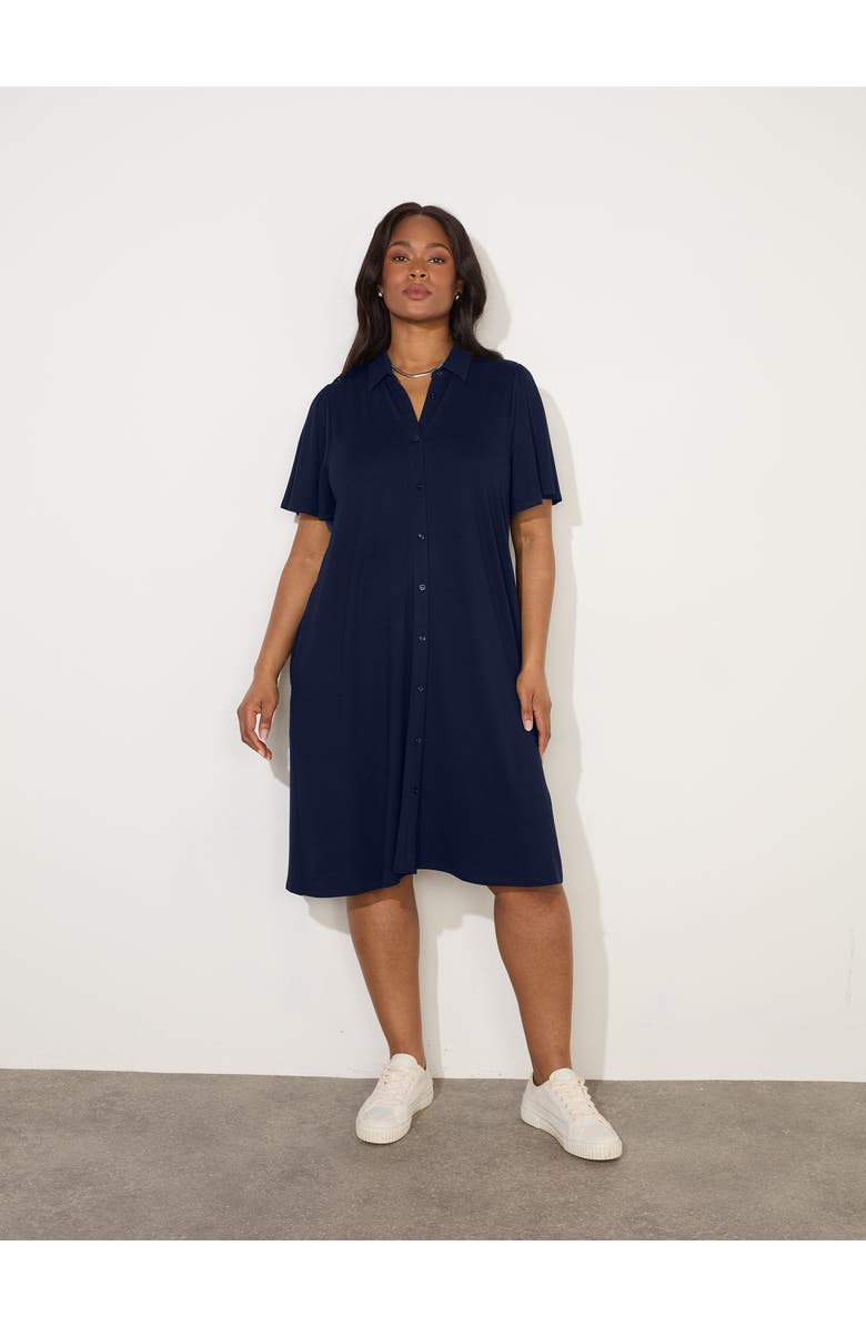 Live Unlimited Flutter Sleeve Dress, Main, color, Navy