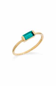 Lab Created Green Quartz Baguette Solitaire Ring