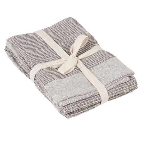 Grey Cotton Waffle Weave Tea Towels, Set of 2