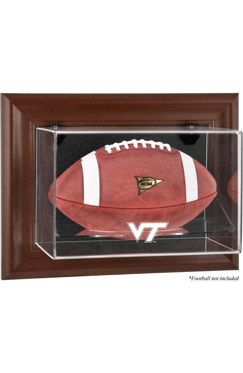 FANATICS AUTHENTIC Virginia Tech Hokies Brown Framed Logo Wall-Mountable Football Display Case, Main, color, 