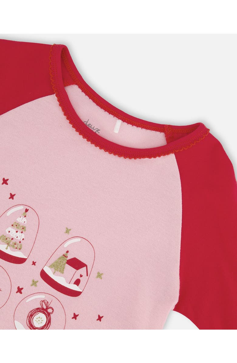 Deux par Deux Girl's Organic Cotton Two Piece Pajama Set Red Printed Christmas Tree, Alternate, color,