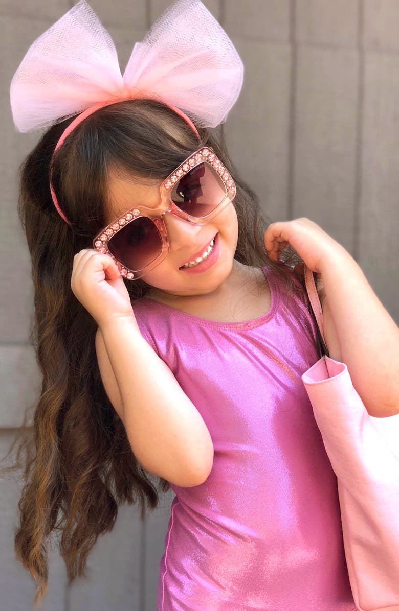 GlamBaby Bella Crystal Frame Sunglasses, Alternate, color, Pink