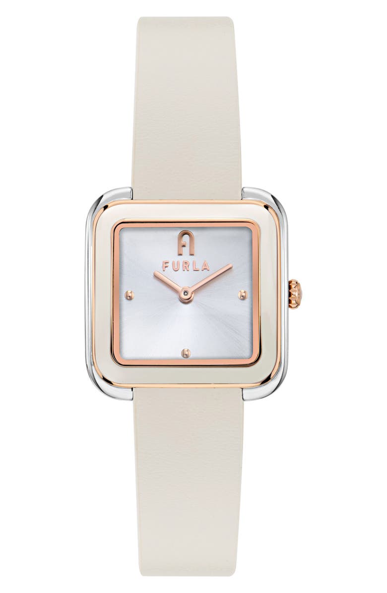 Furla Heritage Crystal Square Rose Gold Tone Bracelet Watch, 27.5mm, Main, color, Silver & Rose Gold