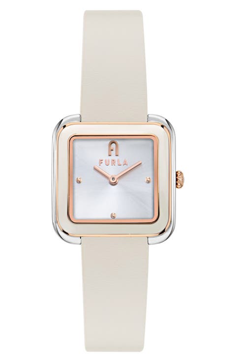 Heritage Crystal Square Rose Gold Tone Bracelet Watch, 27.5mm
