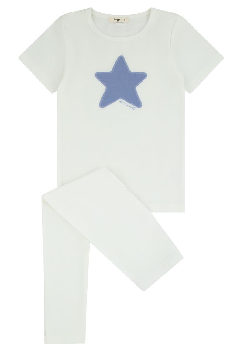 Short Sleeve Heart Star Loungewear Set, Main, color, Ivory Blue Star