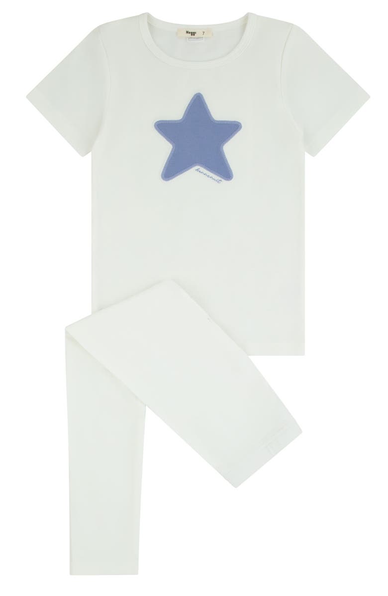 NoggiWear Short Sleeve Heart Star Loungewear Set, Main, color, Ivory Blue Star