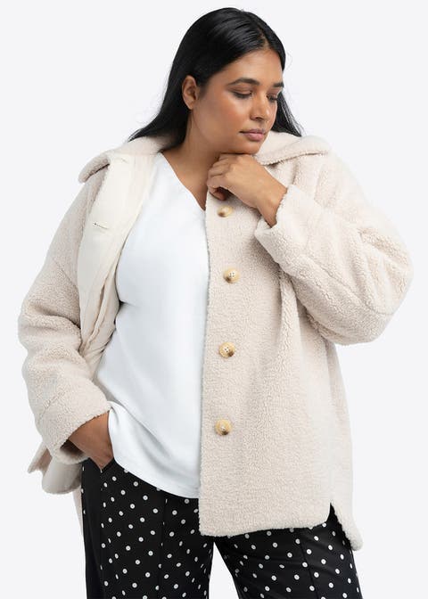 Teddy Bear Shirt Jacket Plu Size