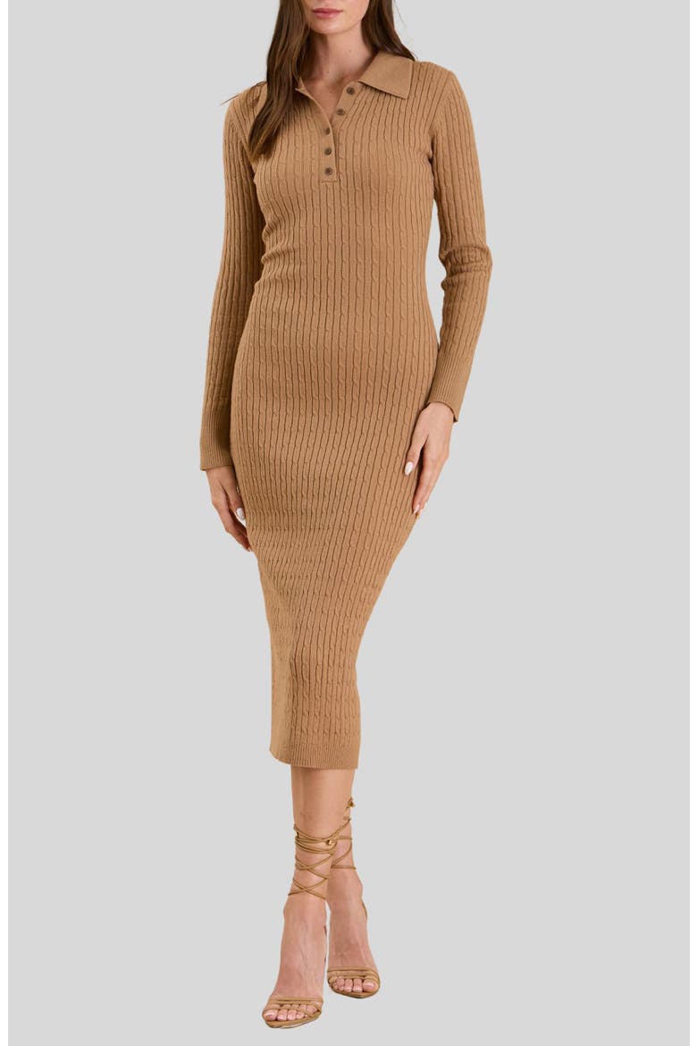Cable Knit Sweater Dress, Main, color, KHAKI