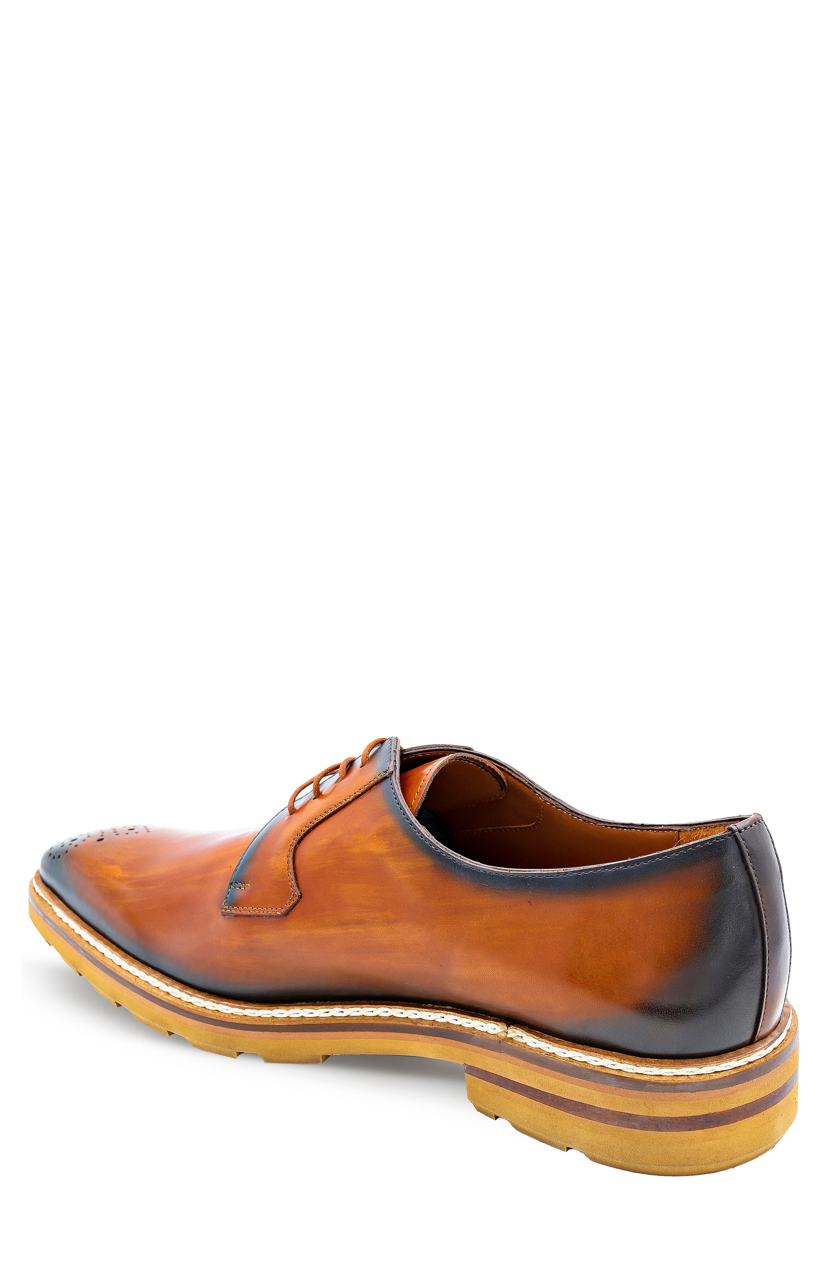 Mezlan Lug Sole Brogue Medallion Derby, Alternate, color, Mahogany