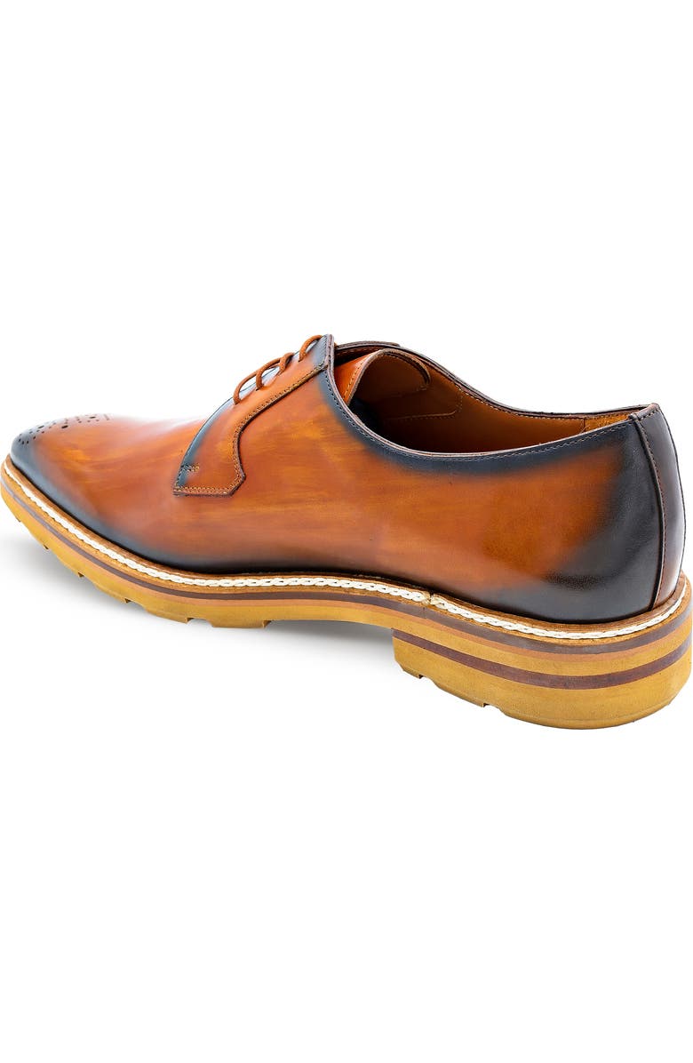 Mezlan Lug Sole Brogue Medallion Derby, Alternate, color, Mahogany