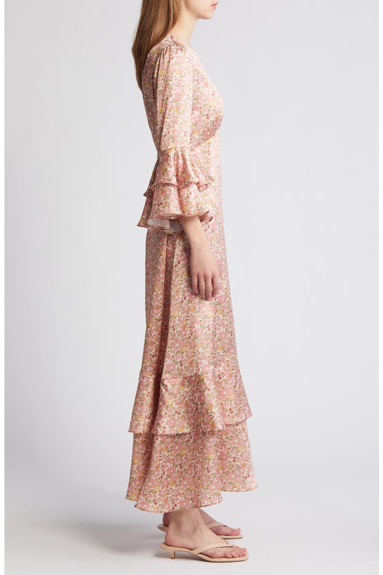 Gala Floral Tiered Silk Maxi Dress (Nordstrom Exclusive), Alternate, color, PINK