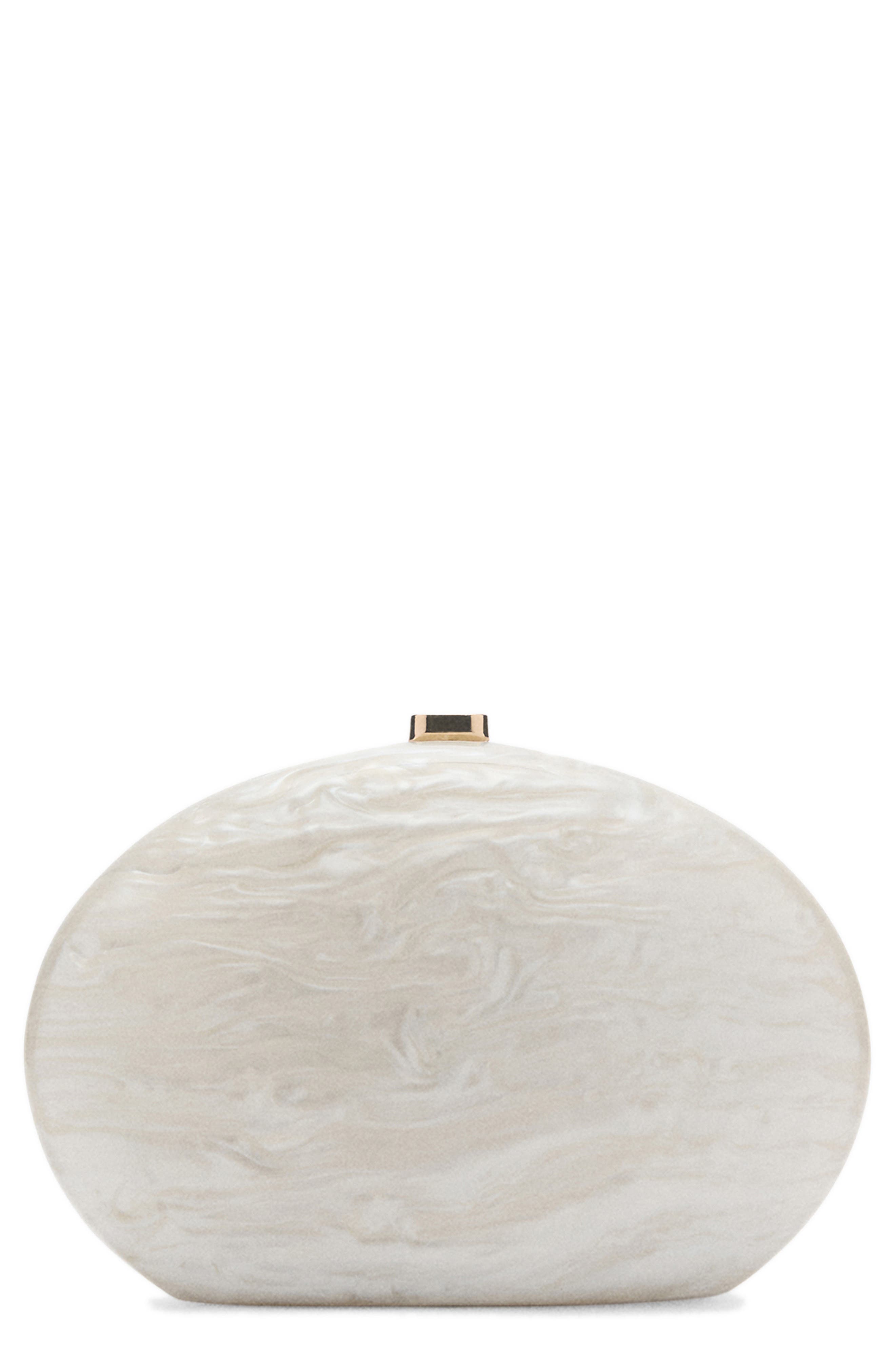 MANGO Oval Frame Clutch, Main, color, Ivory White