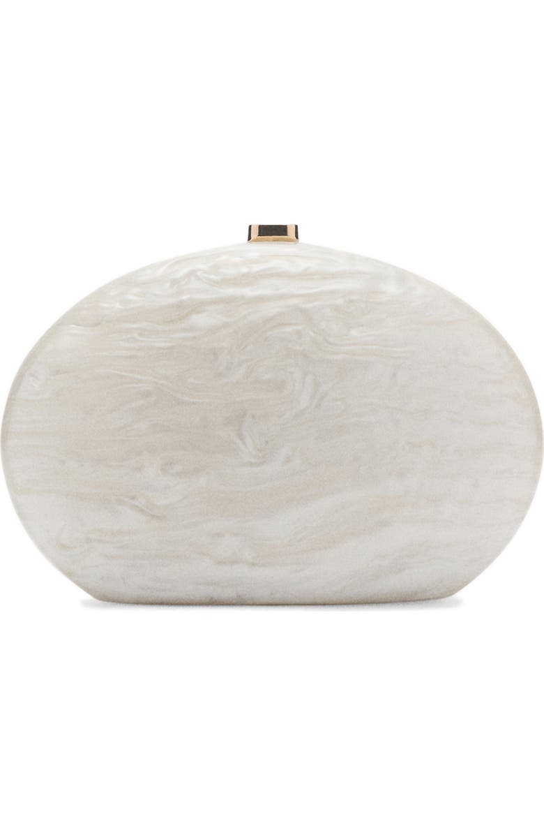 MANGO Oval Frame Clutch, Main, color, Ivory White