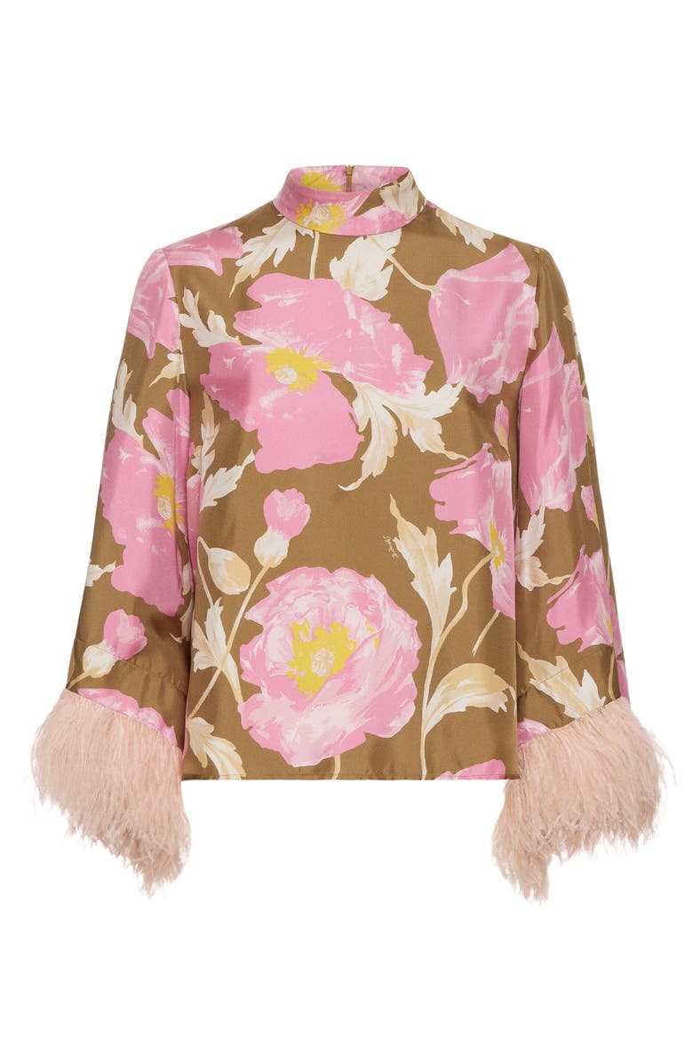 La DoubleJ Make An Exit Top With Feathers Sylph Khaki, Alternate, color, 