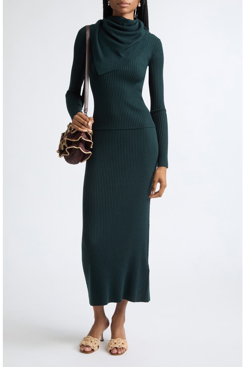 Valiant Merino Wool Straight Sweater Skirt, Alternate, color, BOTTLE GREEN