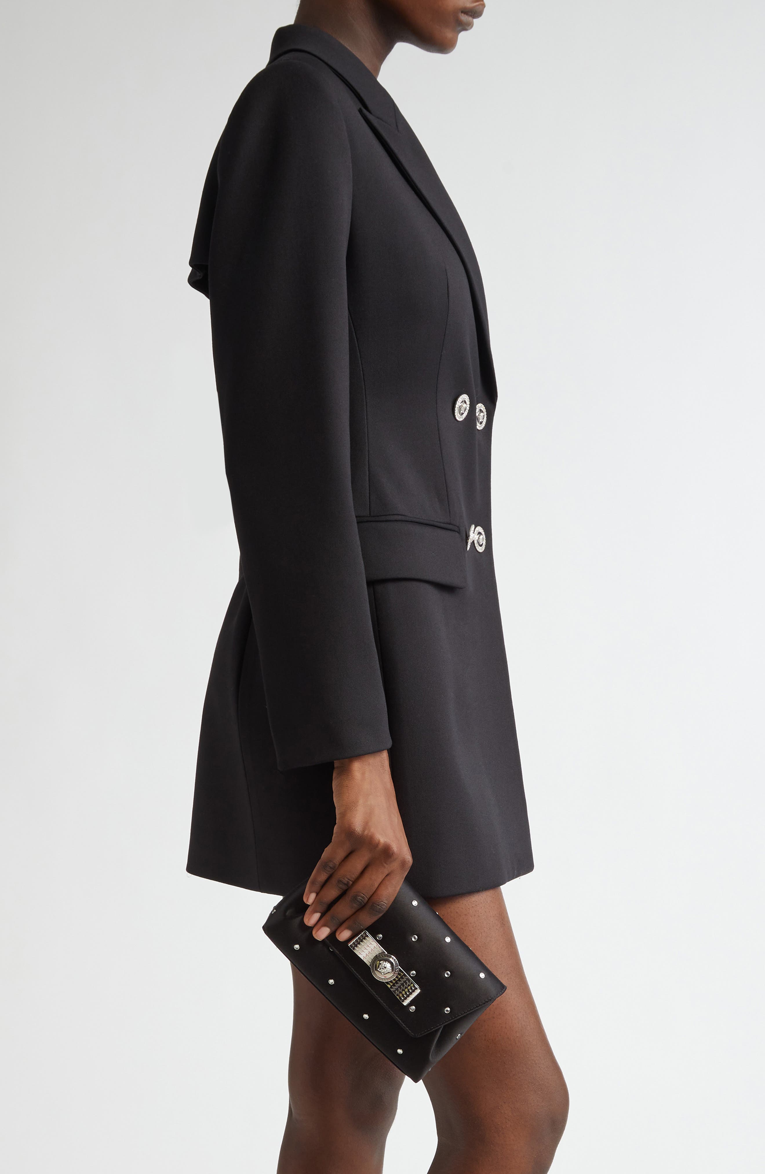 Versace Medusa 95 Crystal Embellished Satin Envelope Clutch, Alternate, color, 