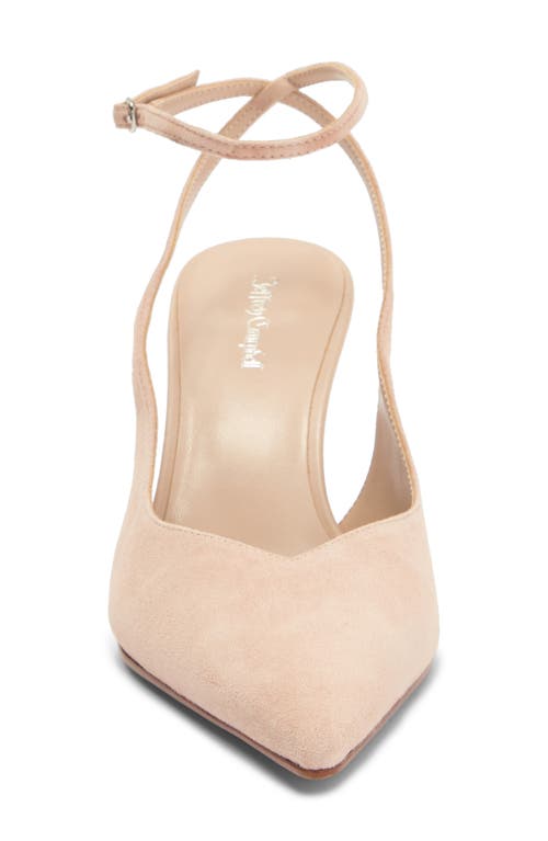 Jeffrey Campbell Executive Ankle Strap Pointed Toe Slingback Pump In Beige Suede
