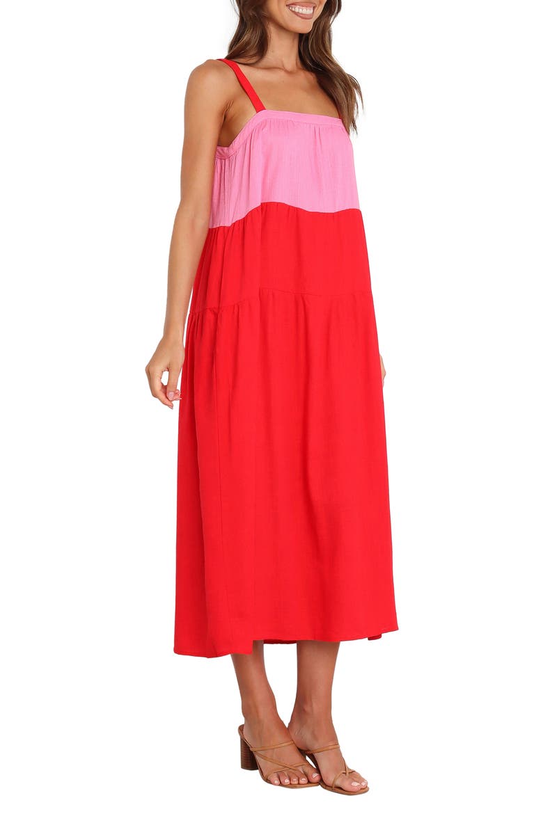 Aliana Colorblock Midi Sundress, Alternate, color, PINK SPLICE